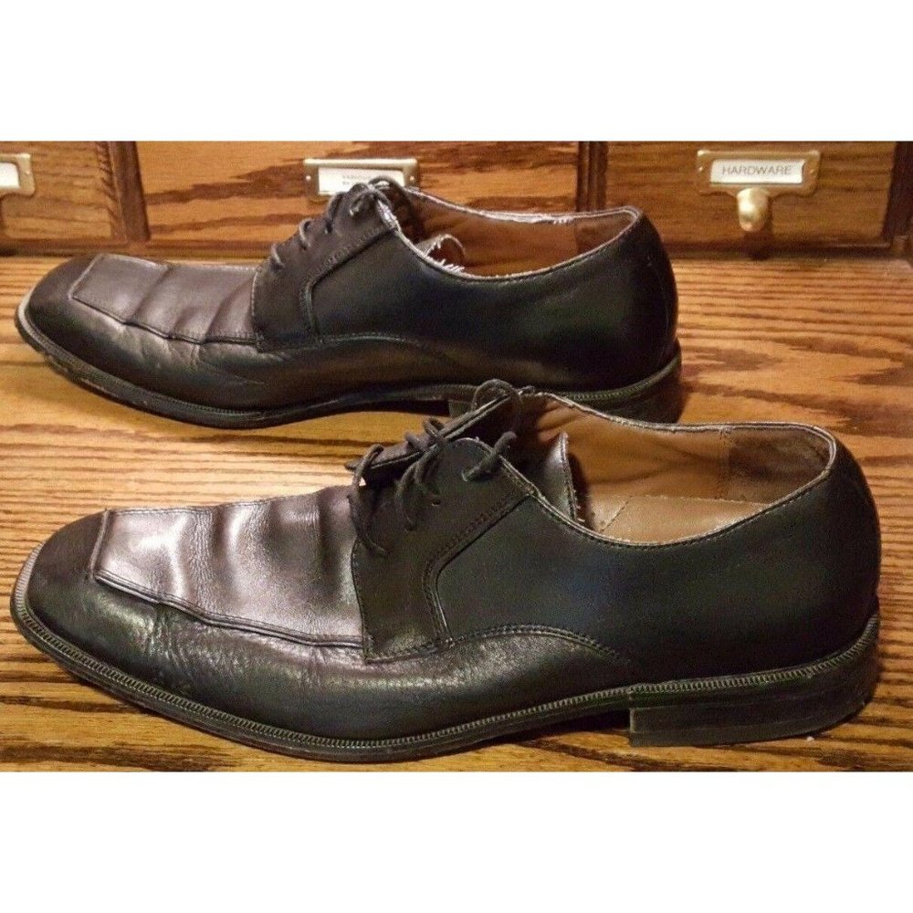 Perry Ellis Portfolio Style Square Toe Black Dress Shoes 10.5 M Lace Up Oxfords - Picture 5 of 12